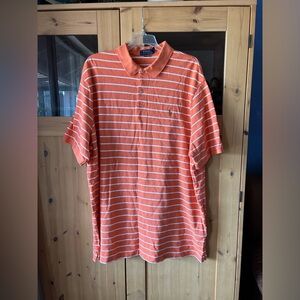 POLO Ralph Lauren Men’s XXL Orange With White Stripes Short Sleeve Shirt